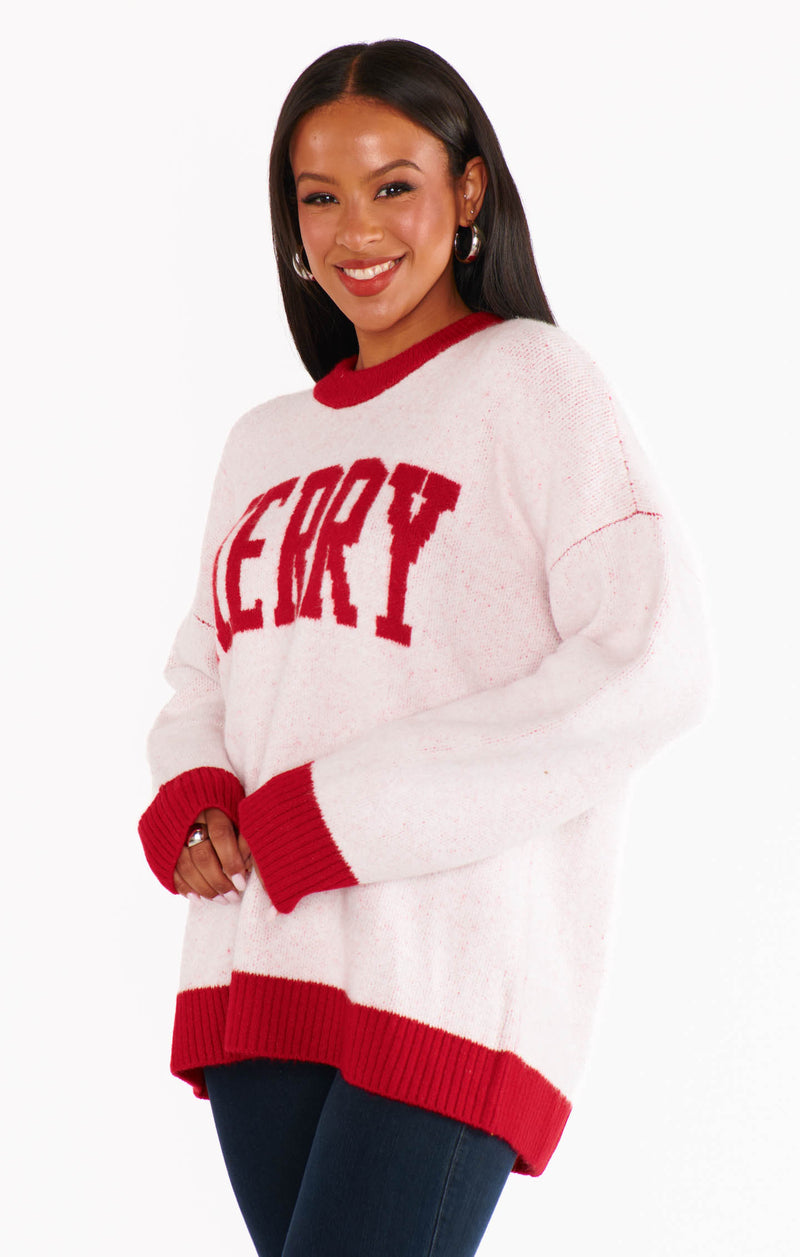 Show Me Your Mumu Classic Crewneck Sweater Merry Graphic Knit