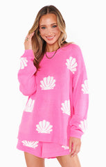 Show Me Your Mumu Go To Sweater Hot Pink Shell Knit