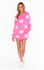 Show Me Your Mumu Go To Sweater Hot Pink Shell Knit