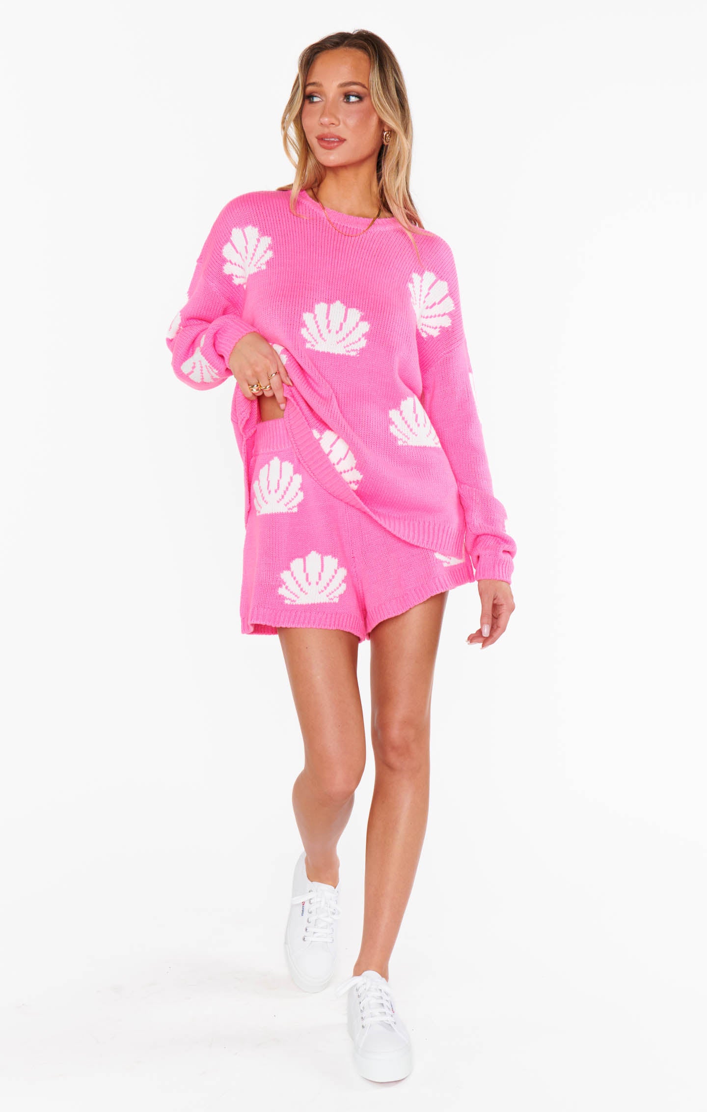 Show Me Your Mumu Boardwalk Shorts Hot Pink Shell Knit