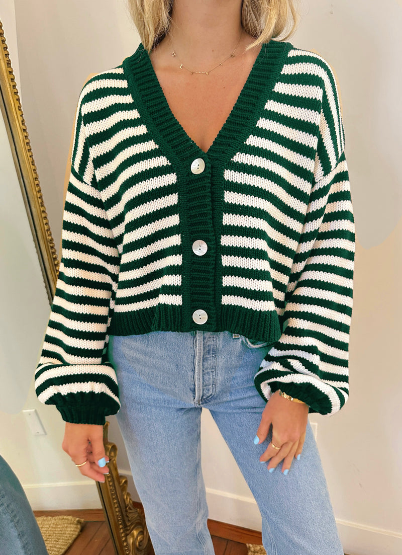 Show Me Your Mumu Good Karma Cardi Forest Green Knit