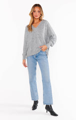 Show Me Your Mumu Anything Goes Sweater Heather Grey Knit