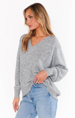 Show Me Your Mumu Anything Goes Sweater Heather Grey Knit