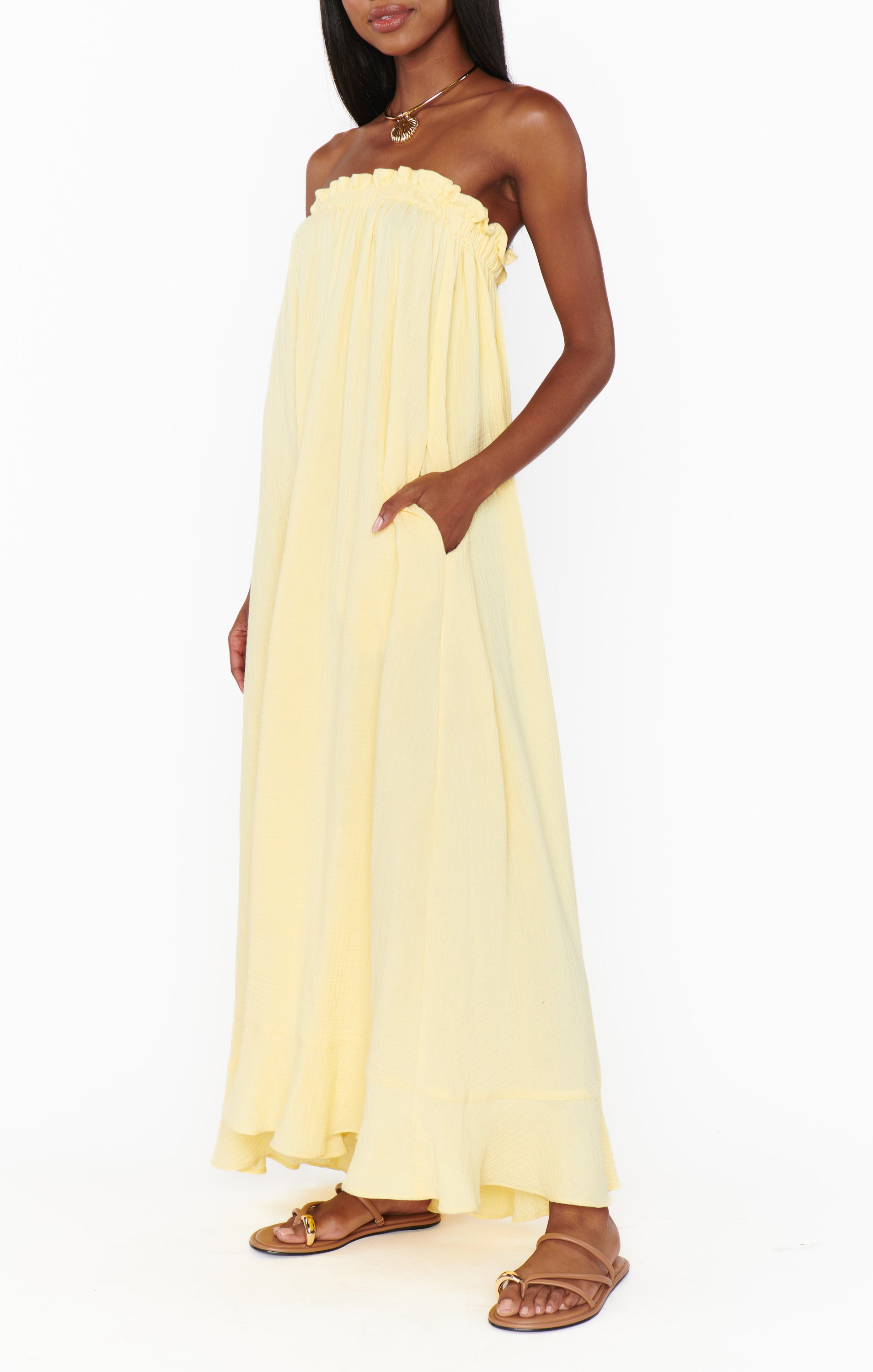 Show Me Your Mumu Around the World Maxi Dress Yellow Gauze