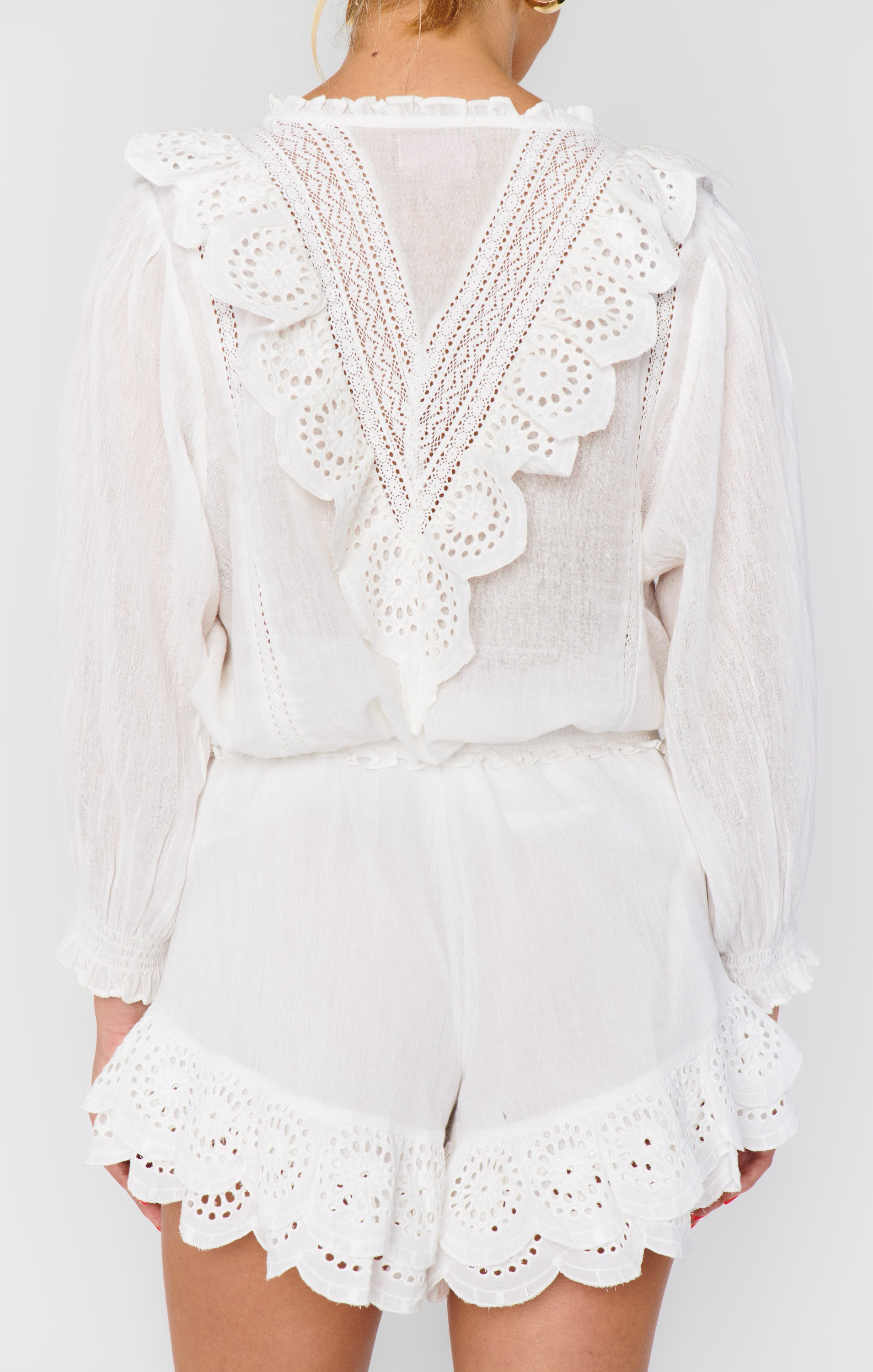 Show Me Your Mumu French Blouse White Eyelet