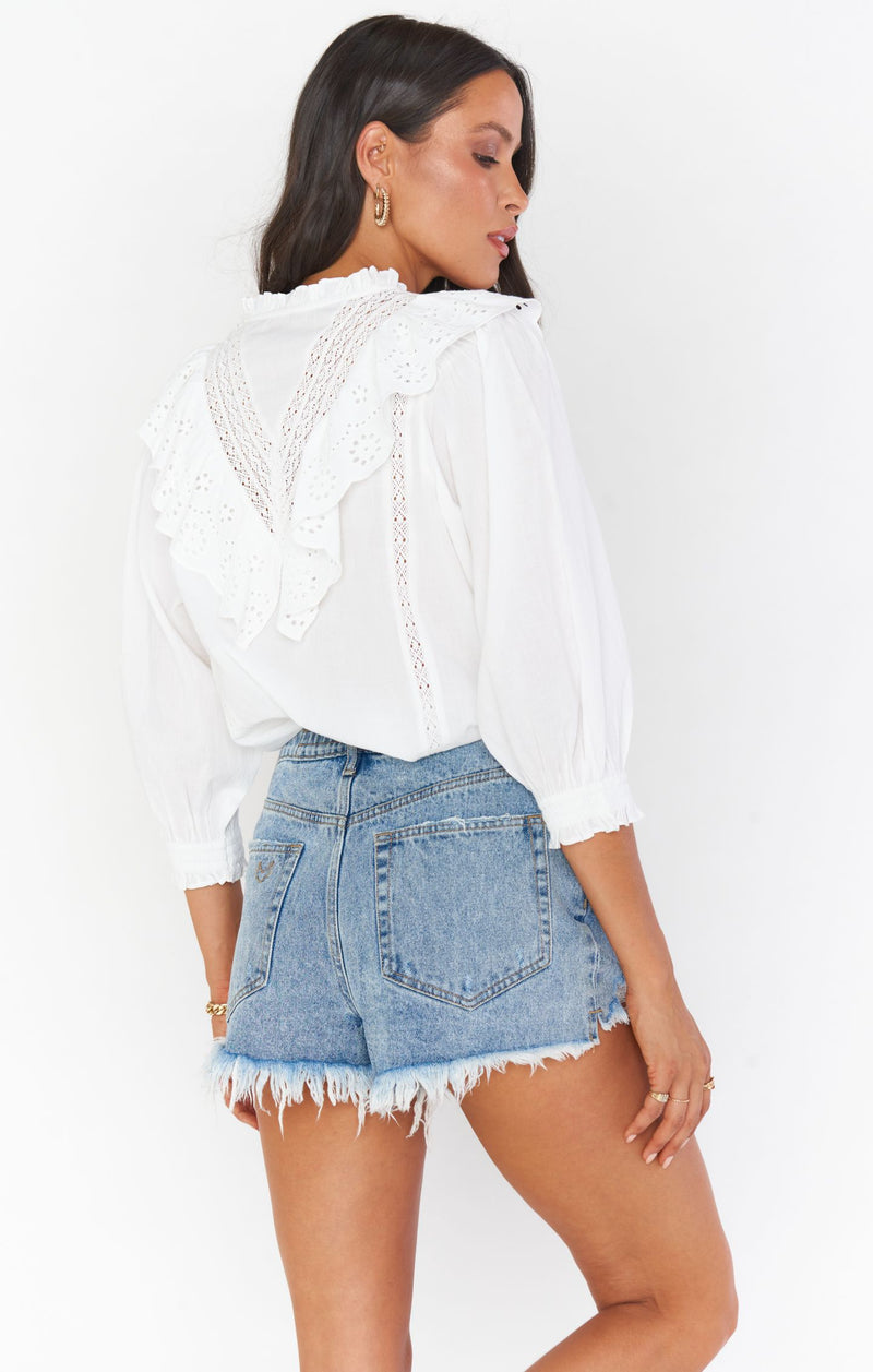 Show Me Your Mumu French Blouse White Eyelet*FEBRUARY PRE-ORDER*