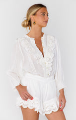 Show Me Your Mumu Cannes Shorts White Eyelet