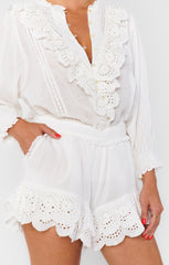 Show Me Your Mumu Cannes Shorts White Eyelet