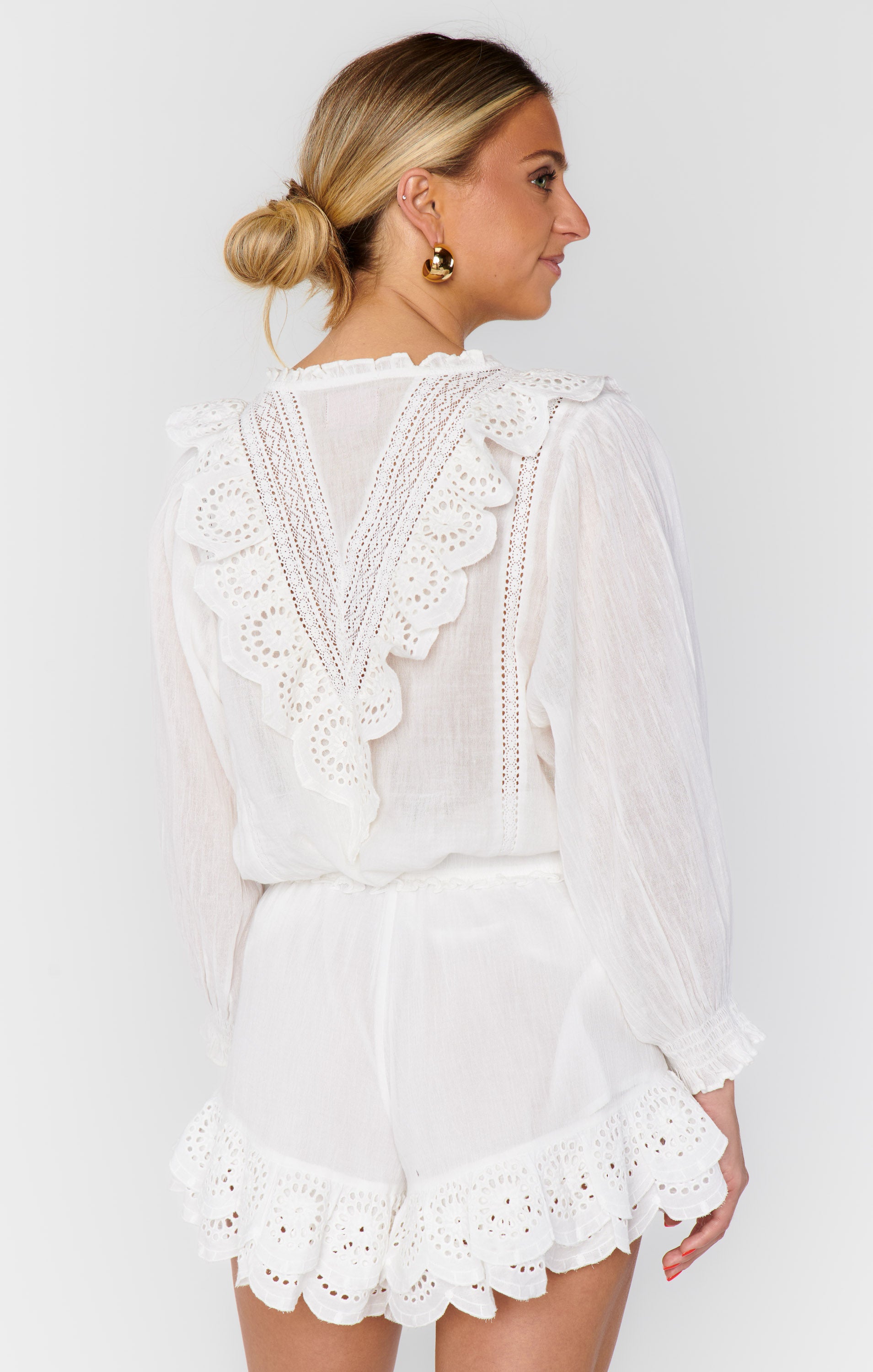 Show Me Your Mumu Cannes Shorts White Eyelet