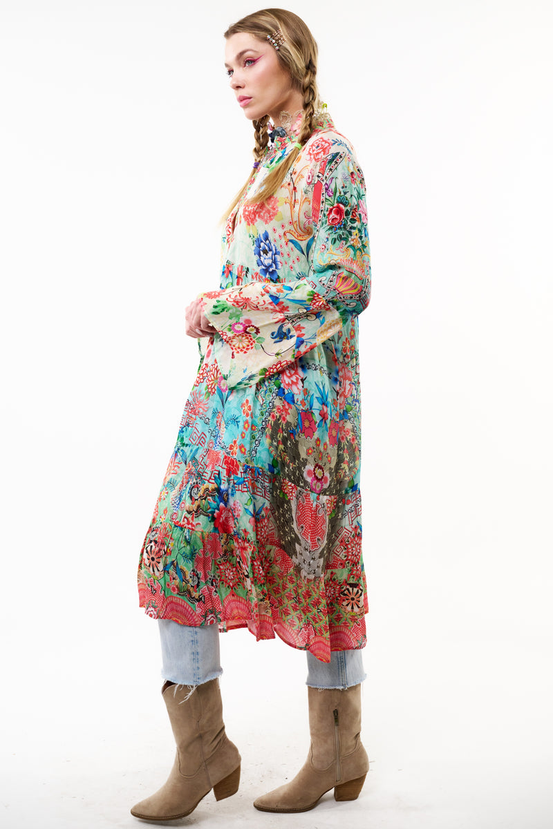 Aratta Alysia Dress Coral Teal Floral