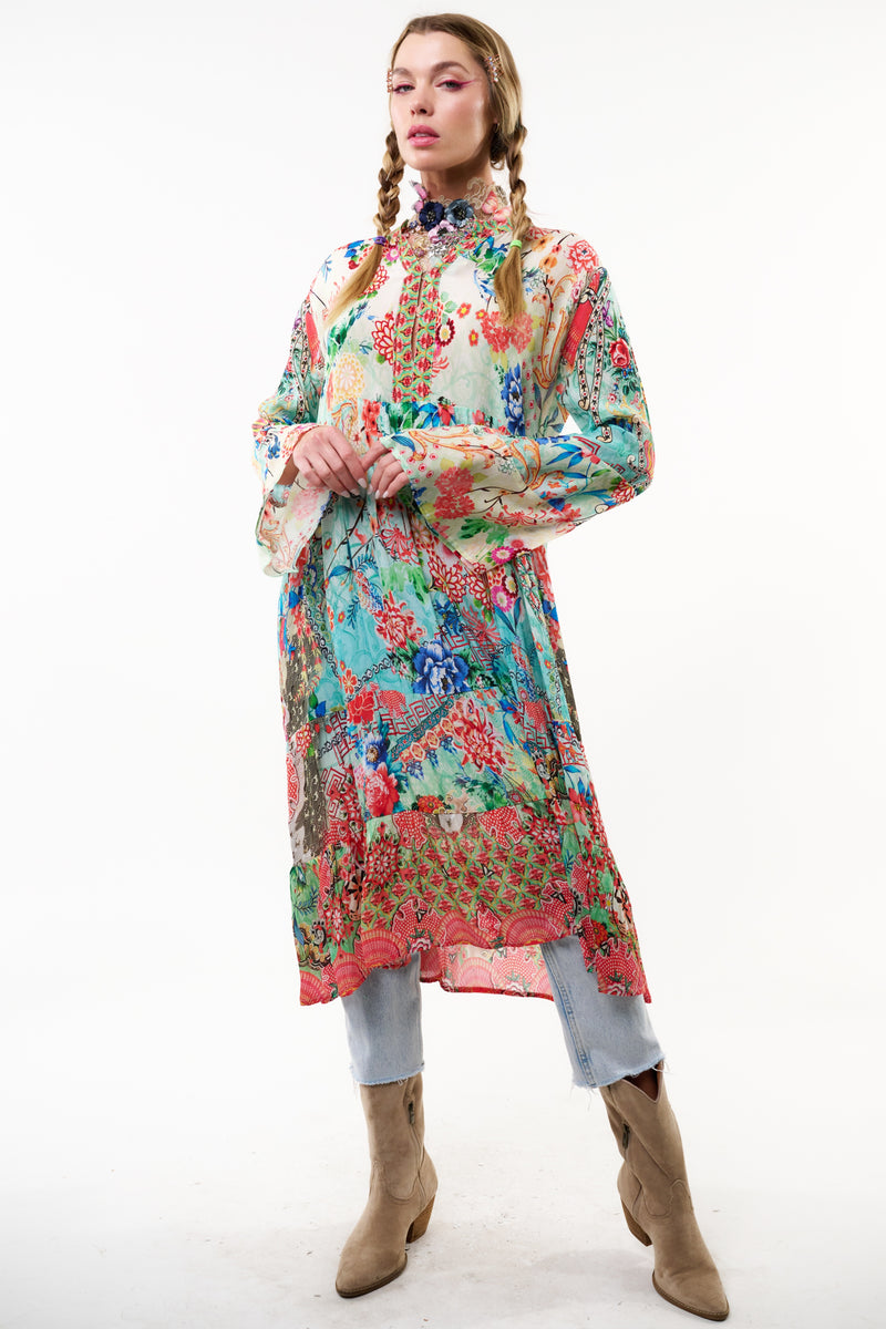 Aratta Alysia Dress Coral Teal Floral