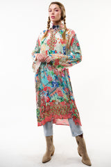 Aratta Alysia Dress Coral Teal Floral