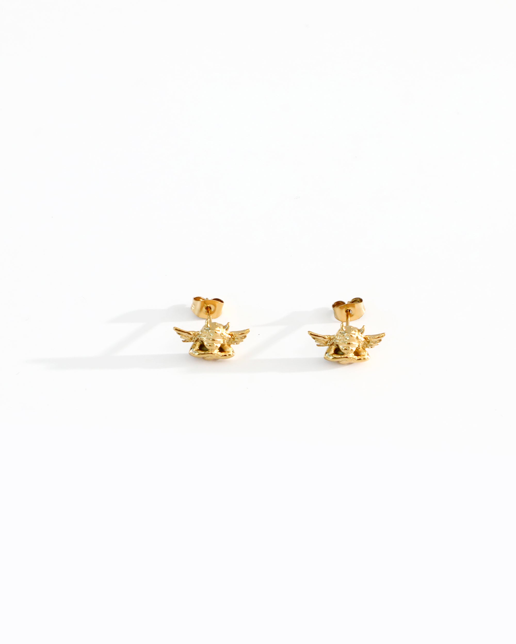 Gold Stud Cherub Earrings