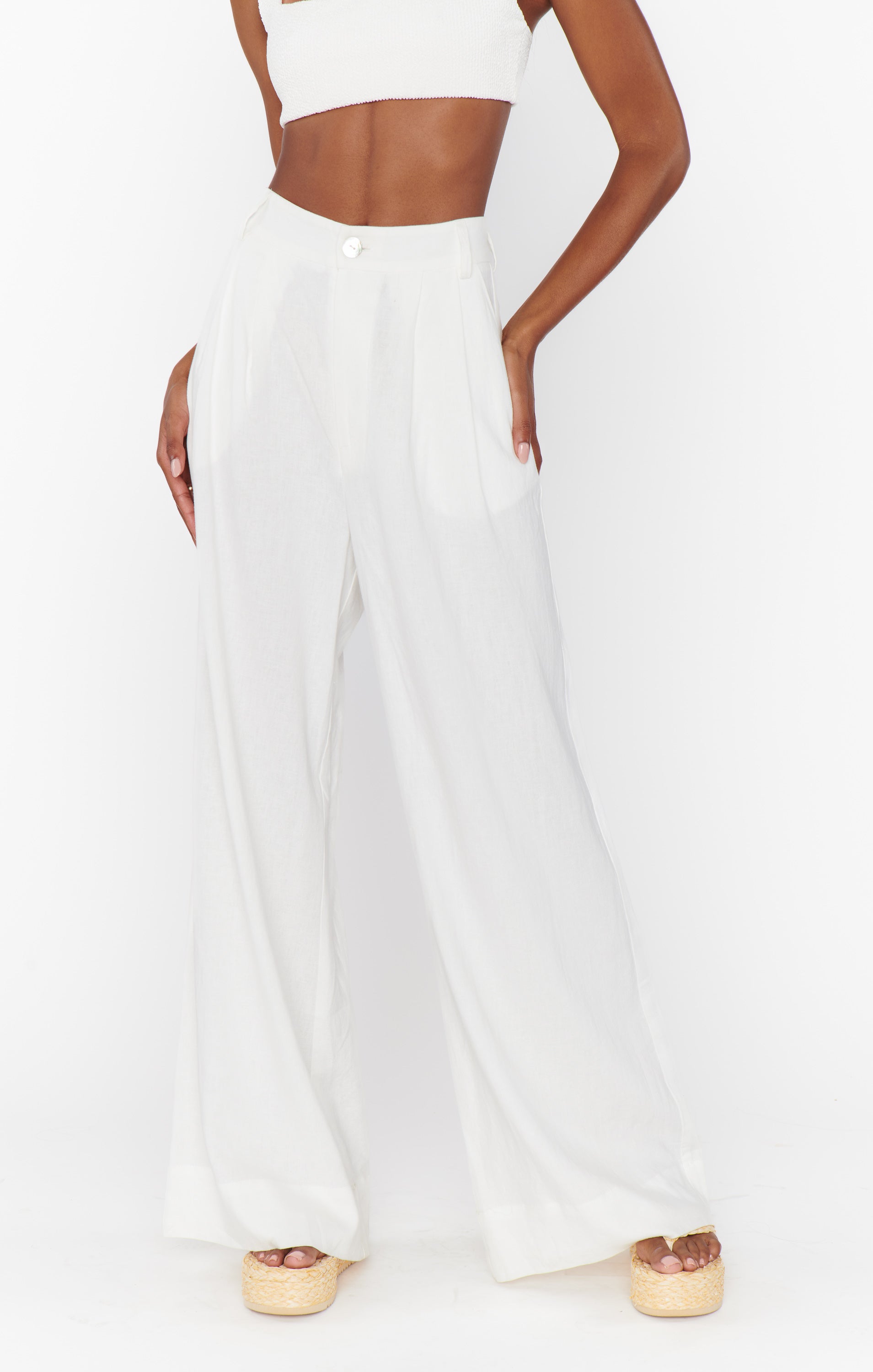 Show Me Your Mumu Hayes Trouser White Linen*March PRE-ORDER*