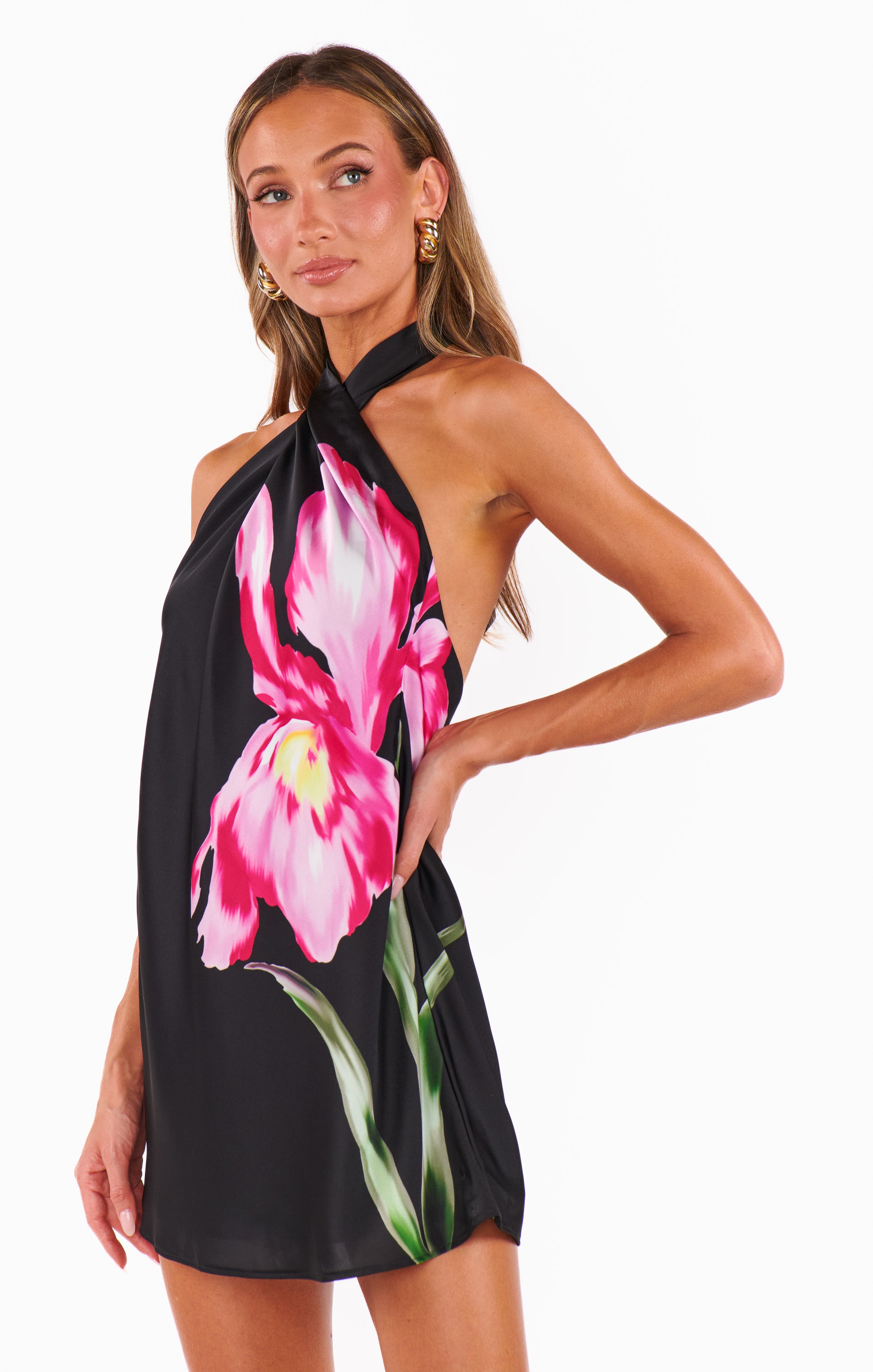 Show Me Your Mumu Jasmine Tie Mini Dress Iris Luxe Satin