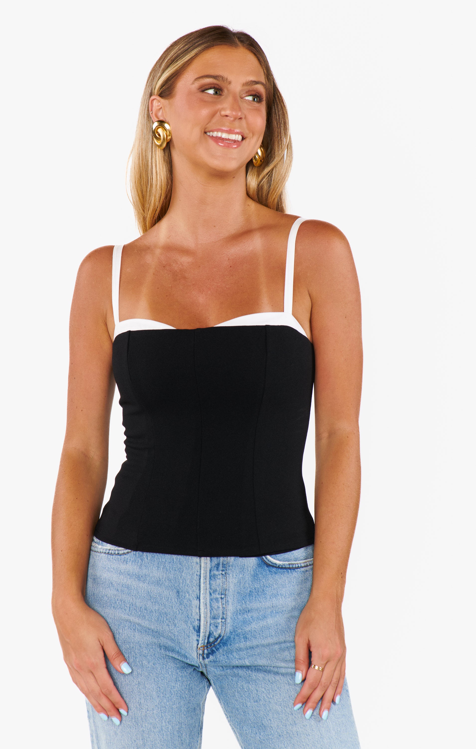 Show Me Your Mumu Tiff Top Black and White