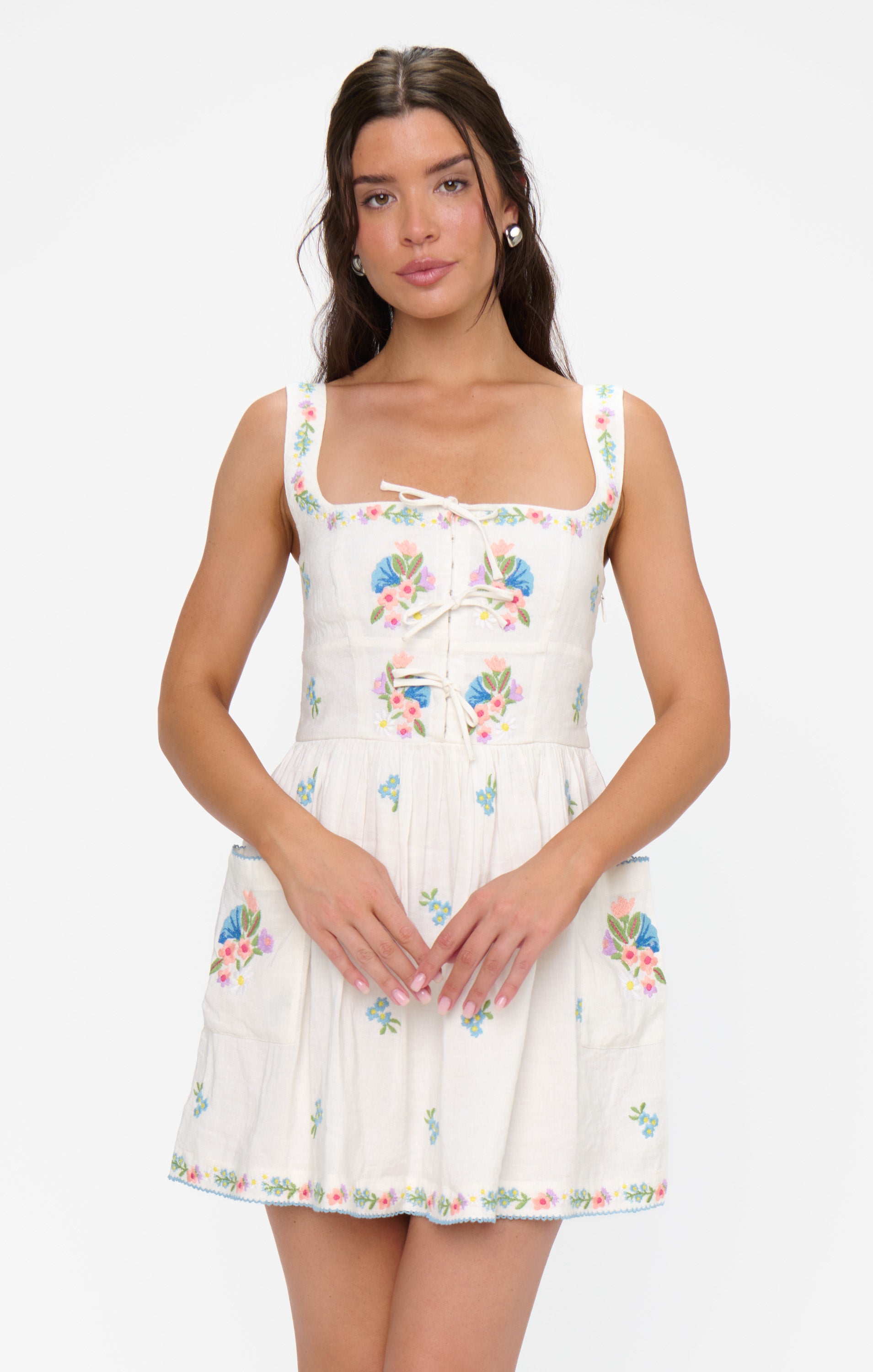 Show Me Your Mumu Demi Mini Dress - Wild Meadow Embroidery