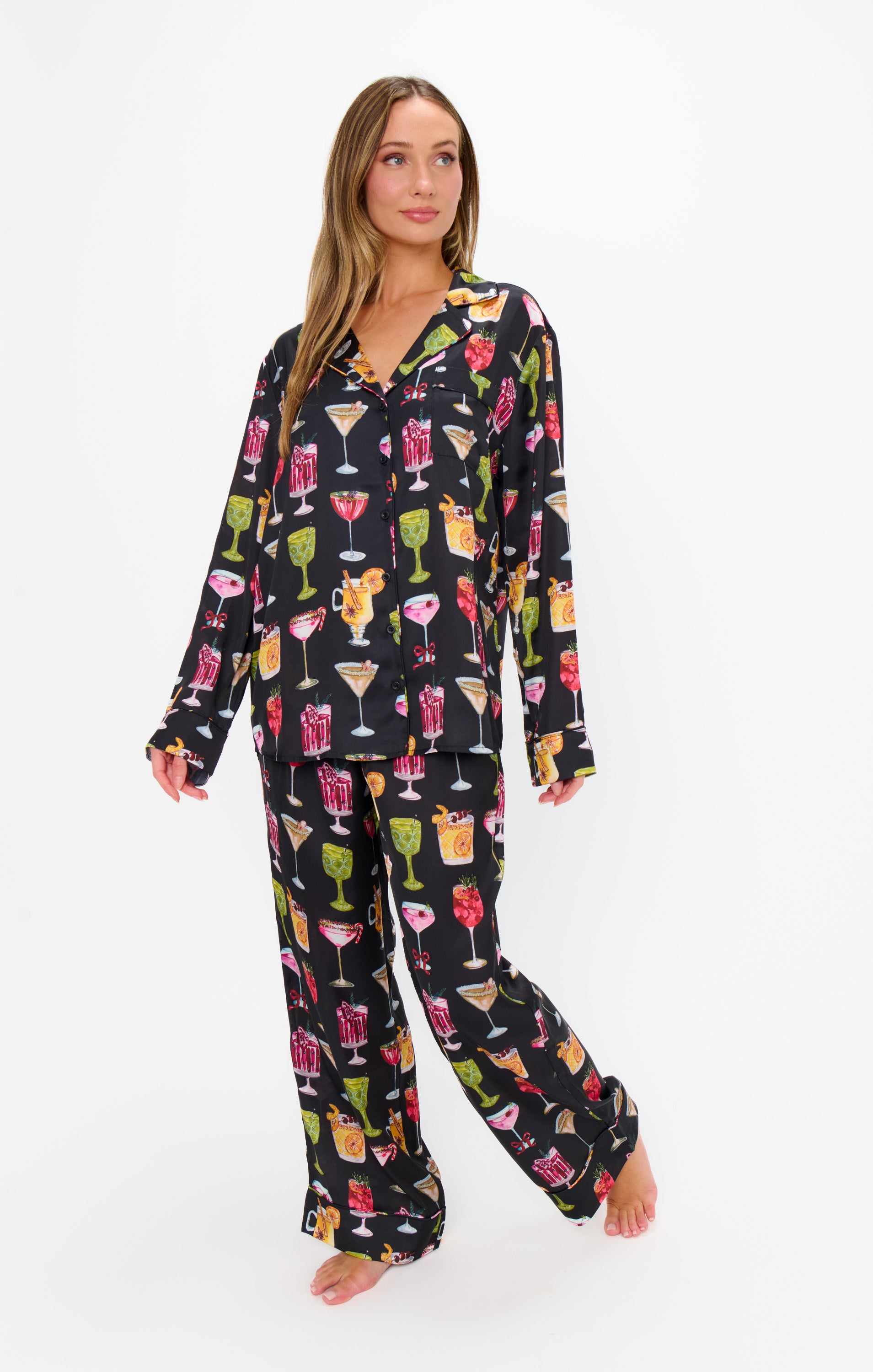 Show Me Your Mumu Classic PJ Set Holiday Cocktails Silky*OCTOBER PRE-ORDER*