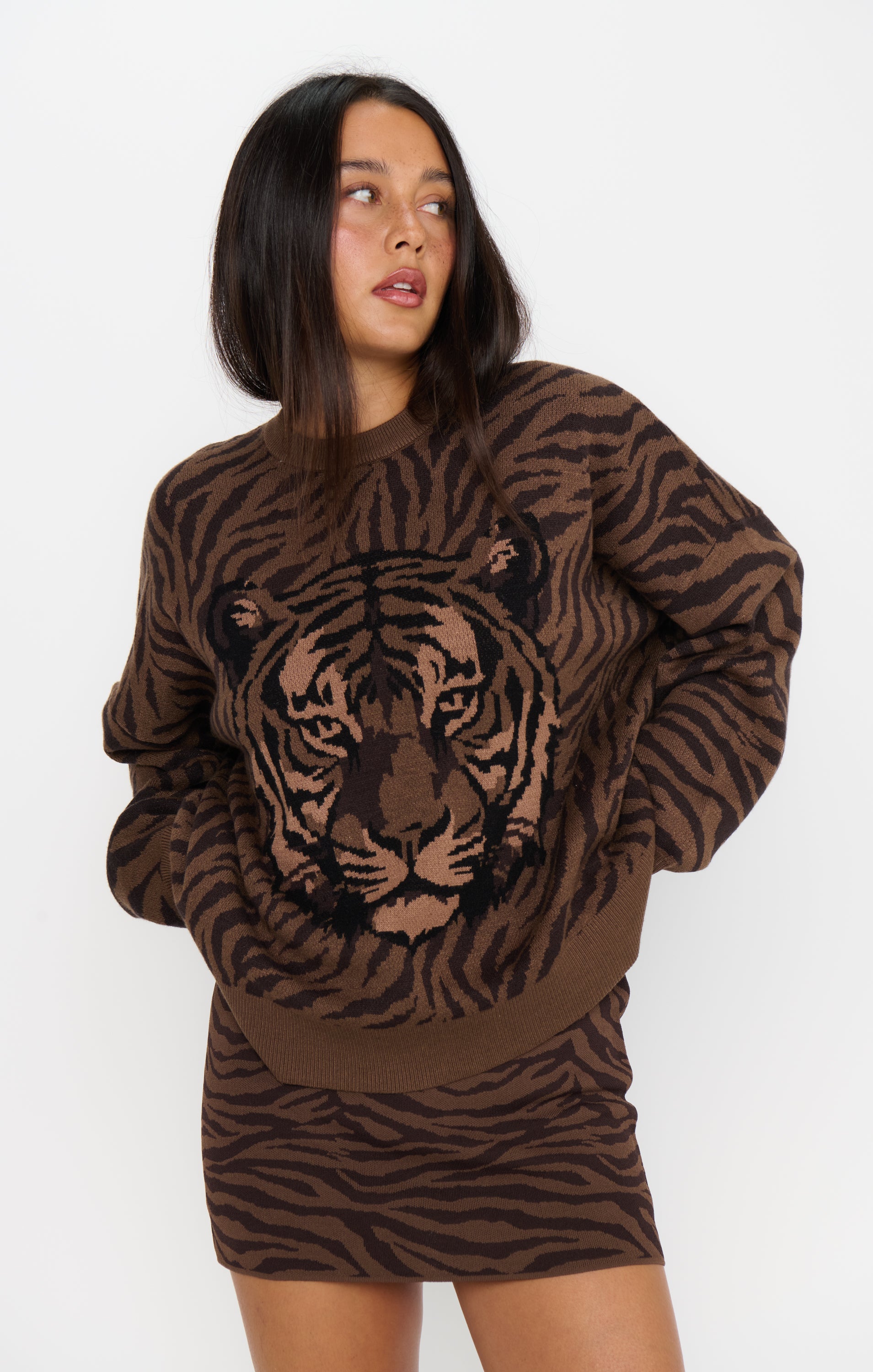 Show Me Your Mumu Josie Mini Skort Wild Tiger Knit