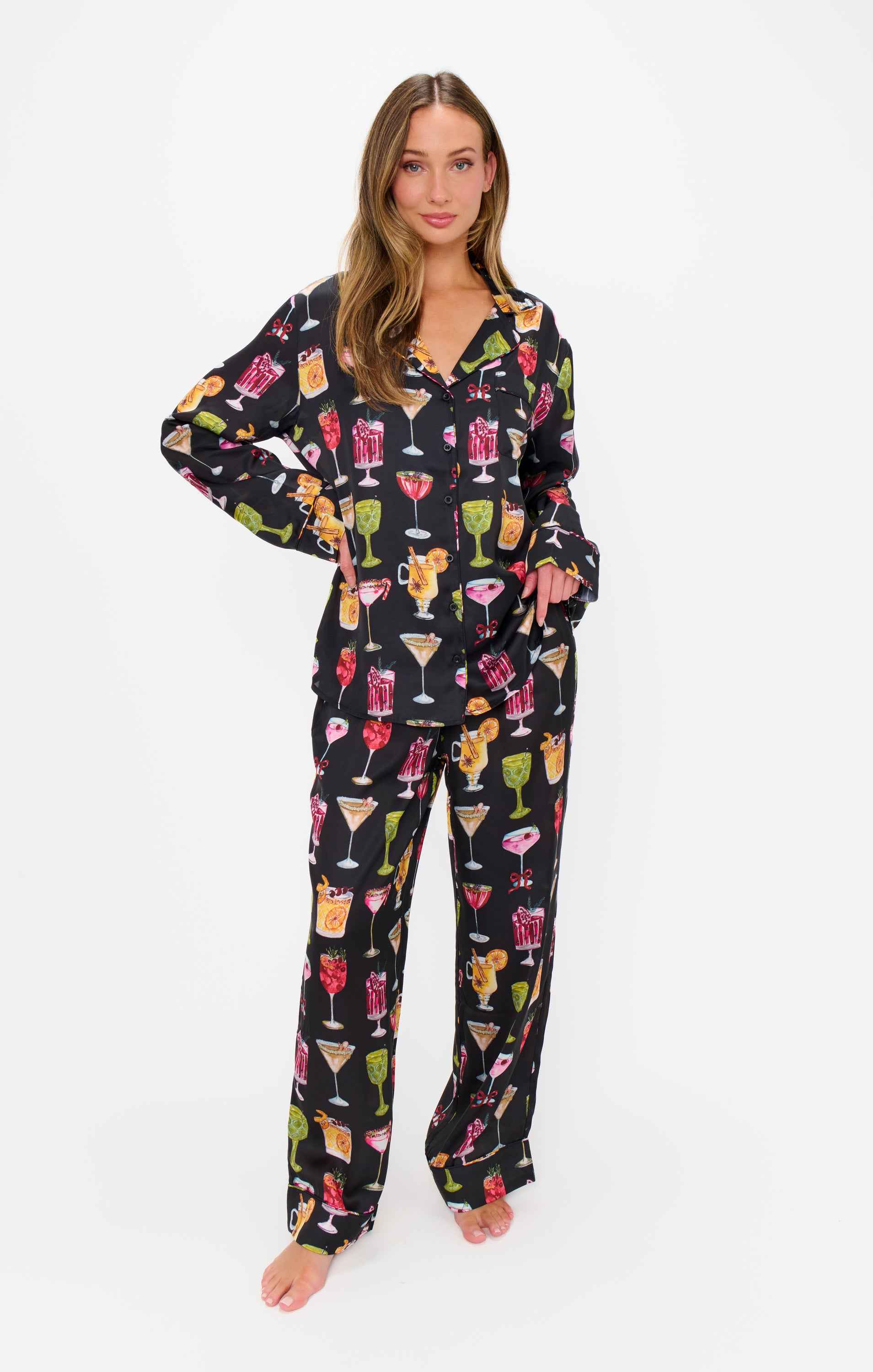 Show Me Your Mumu Classic PJ Set Holiday Cocktails Silky*OCTOBER PRE-ORDER*