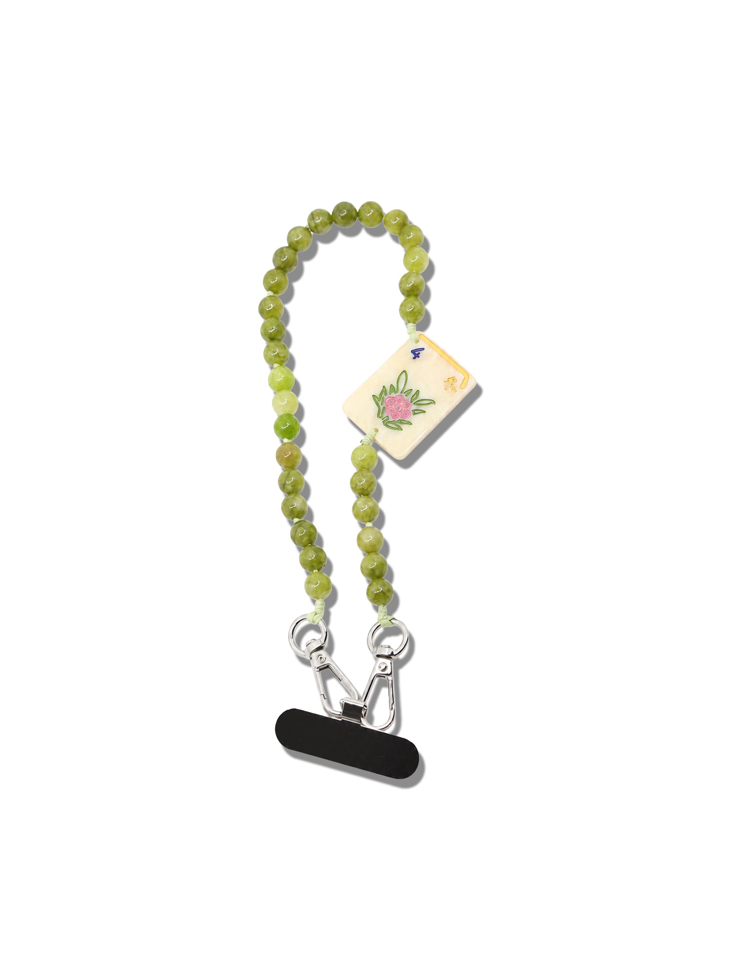 Hand-Painted Flower Mahjong Bracelet Phone Chain
