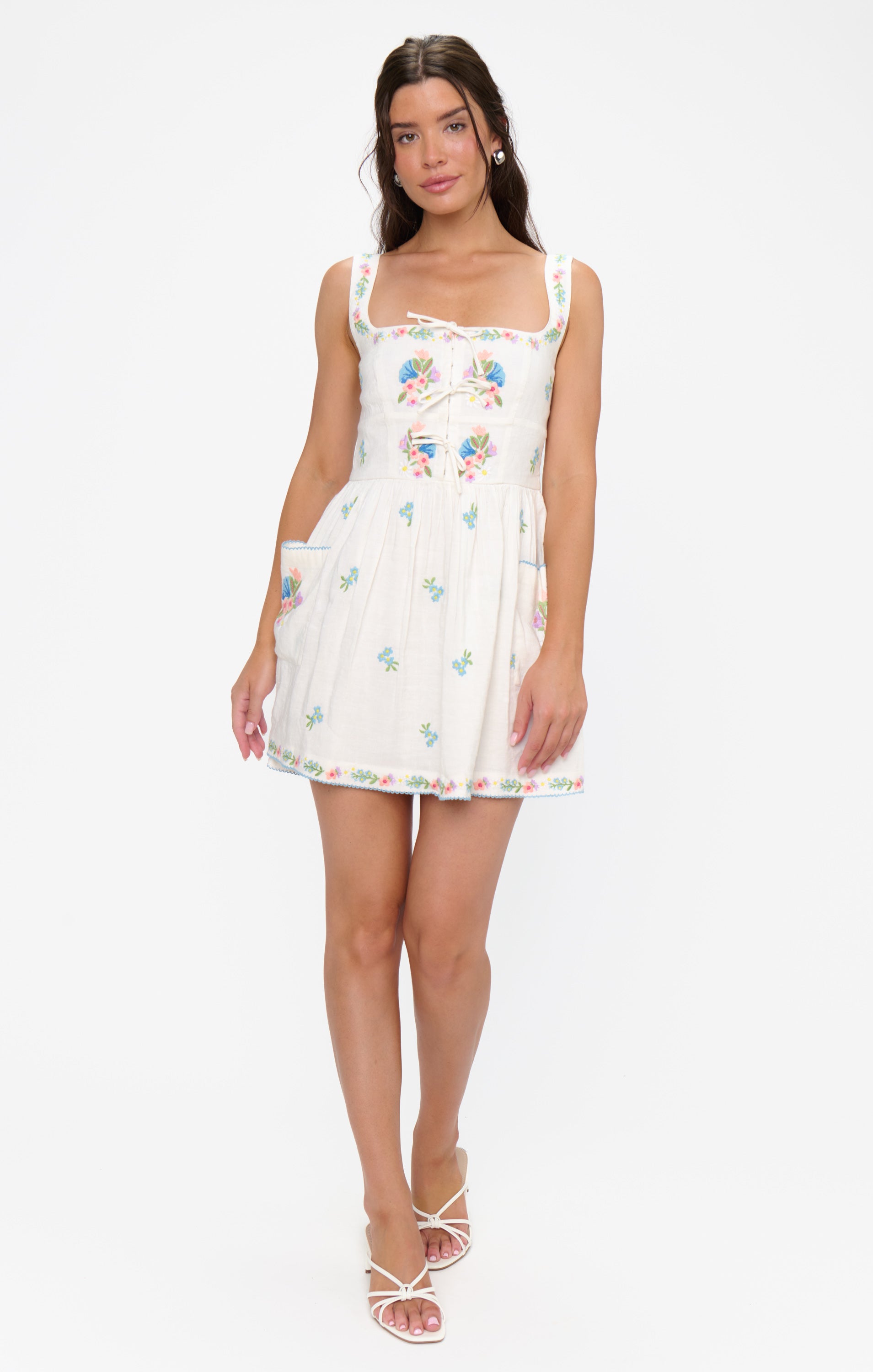 Show Me Your Mumu Demi Mini Dress - Wild Meadow Embroidery