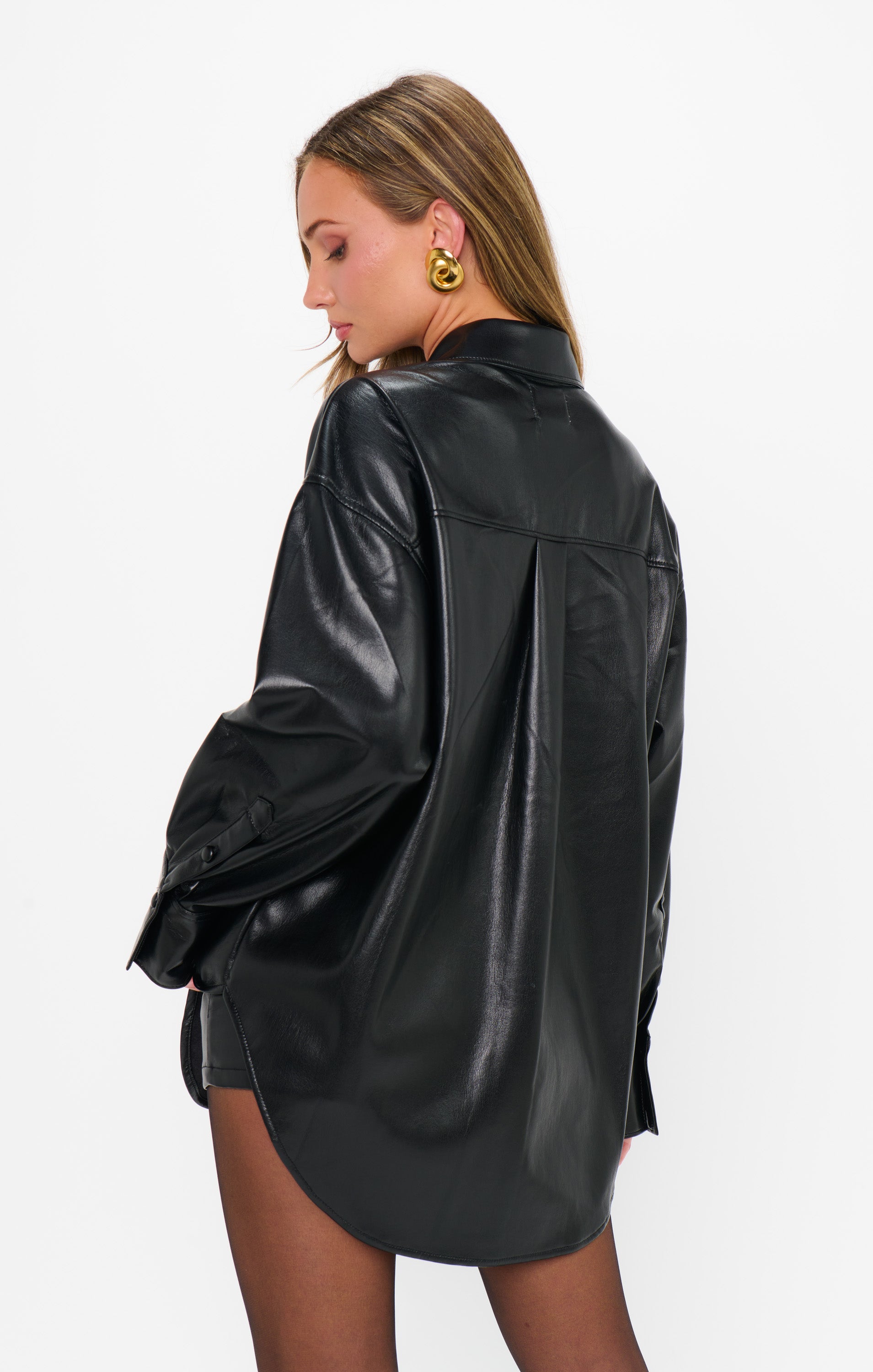 Show Me Your Mumu Lincoln Shirt Jacket Black Faux Leather*OCTOBER PRE-ORDER*
