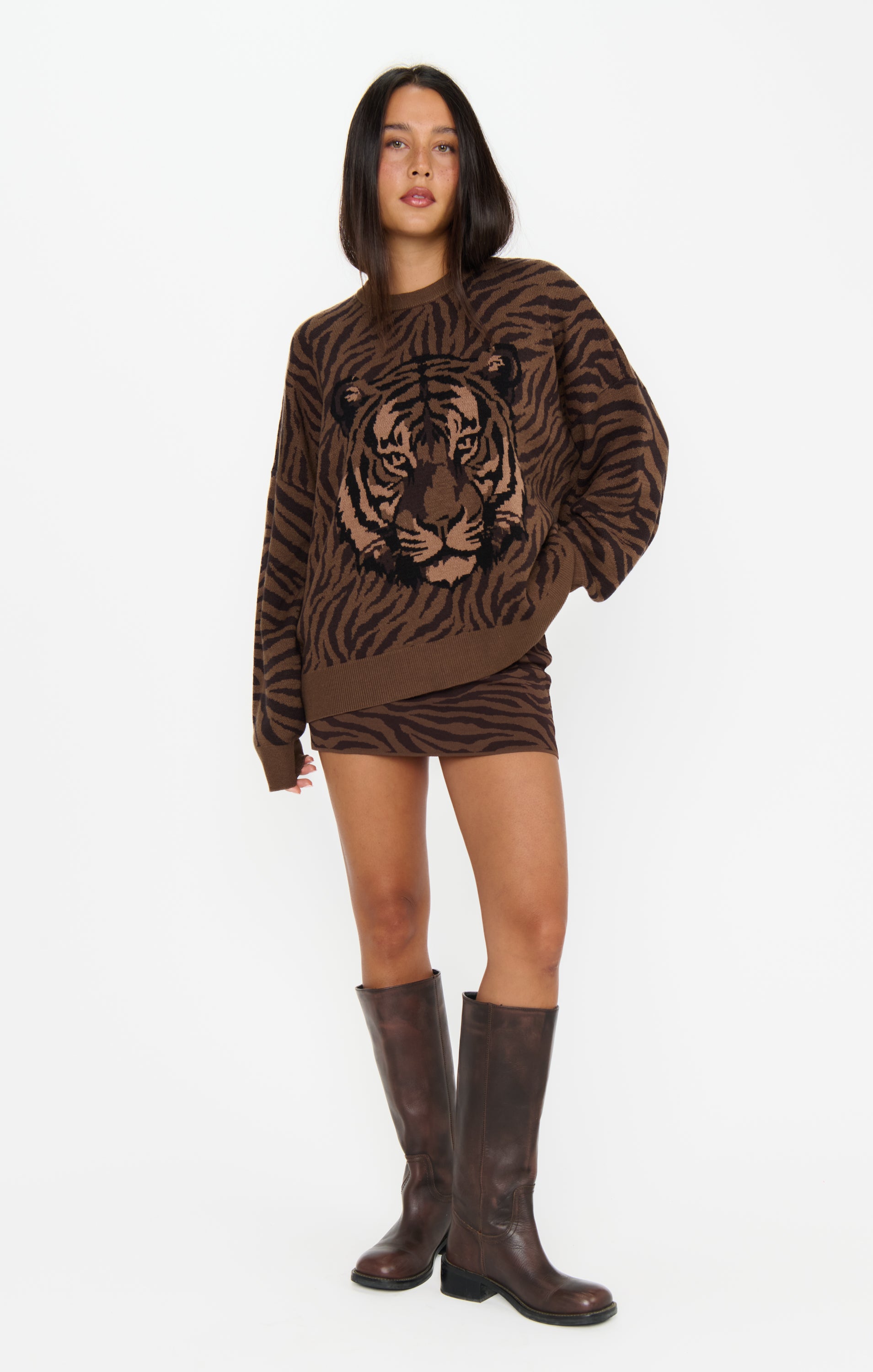 Show Me Your Mumu Seasons Sweater Wild Tiger Graphic Knit