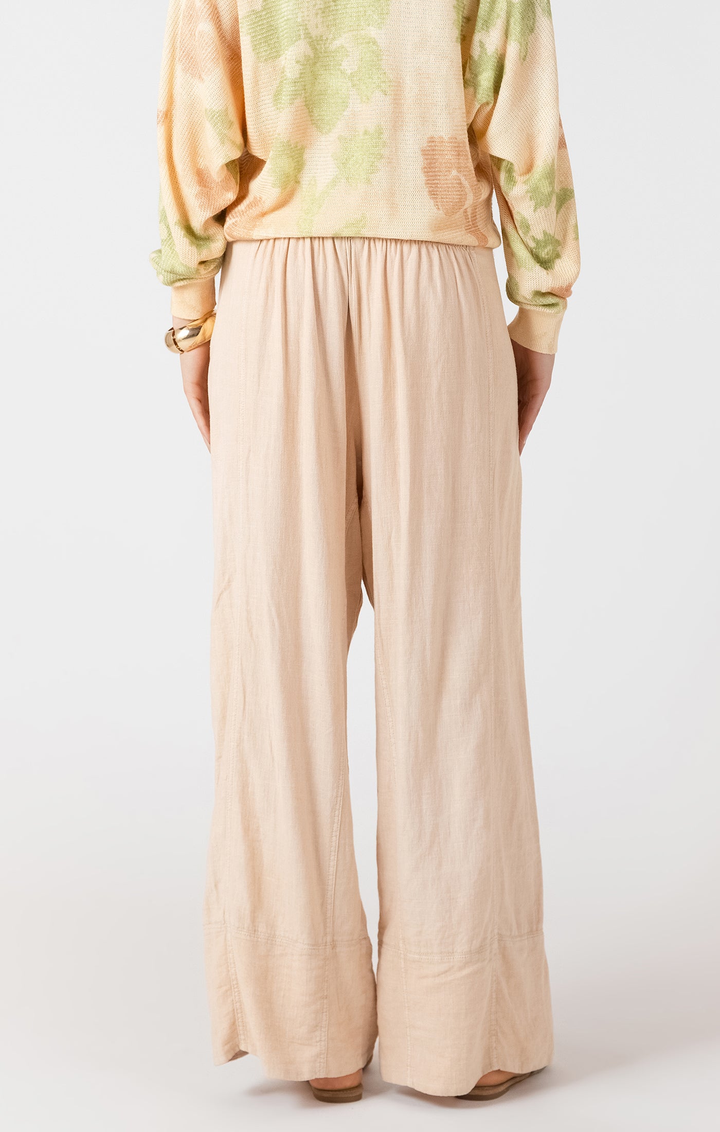 Dex Wide Leg Linen Pant Sandy Blush