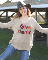 Wooden Ships Give Thanks V Cotton Sweater