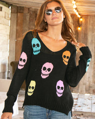 Wooden Ships Multiple Skulls V Cotton Sweater