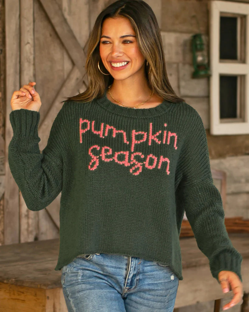 Wooden Ships Pumpkin Season Cropped Crew Chunky Sweater