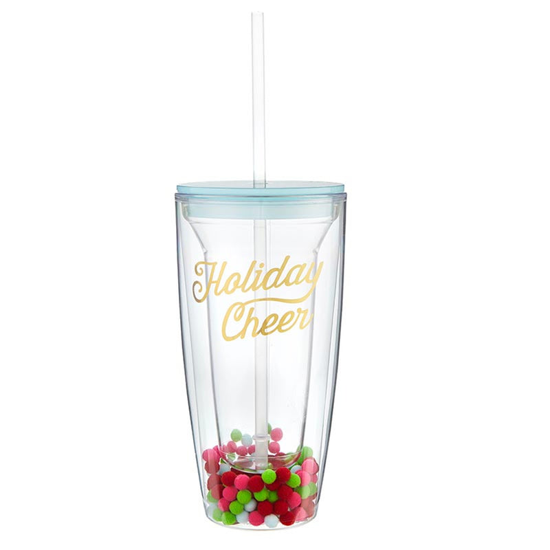 Pom Pom Travel Tumbler - Holiday Cheer