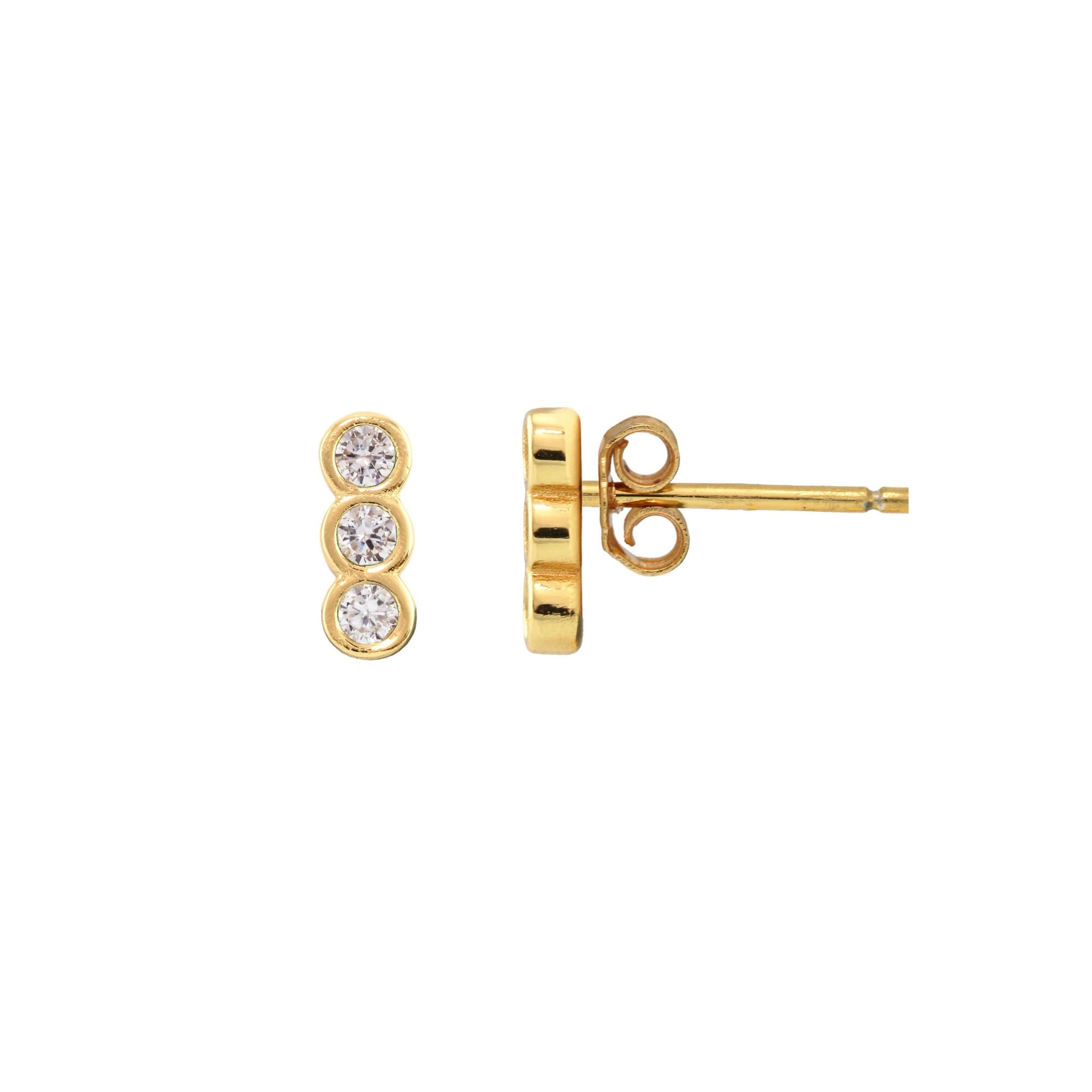 Kris Nations Triple Bezel Crystal Stud Earrings