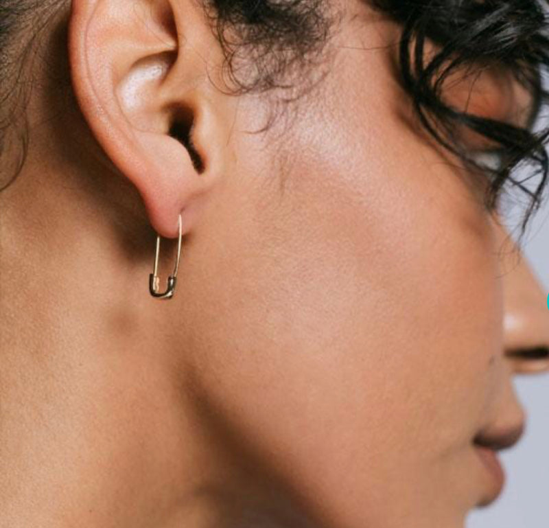 Kris Nations Safety Pin Hoop Earrings