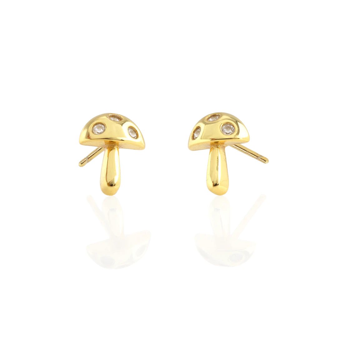 Kris Nations Mushroom Crystal Stud Earrings