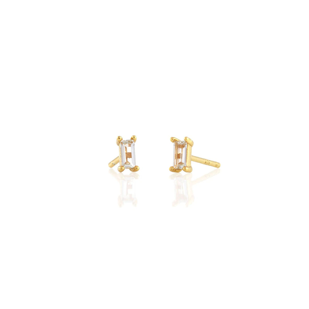 Kris Nations White Topaz Baguette Stud Earrings