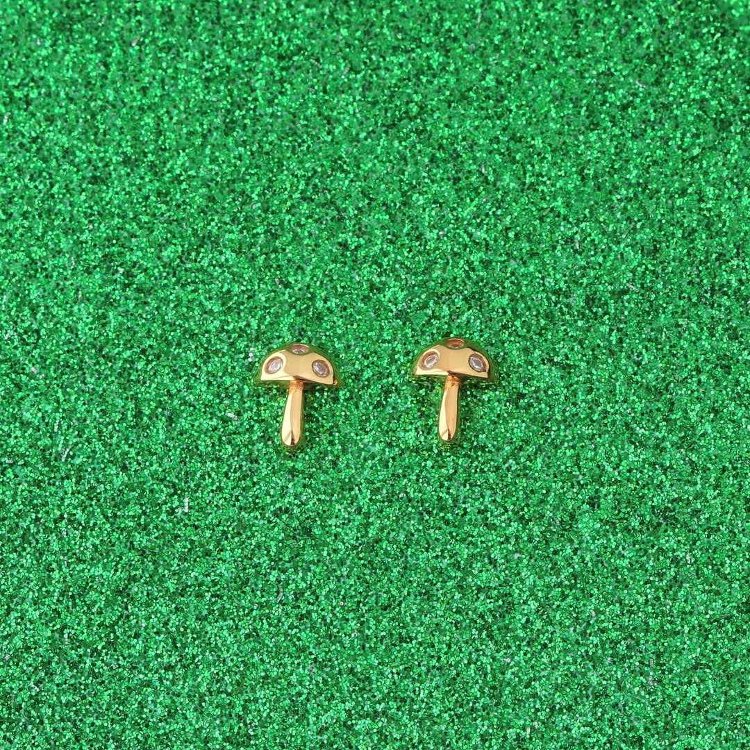 Kris Nations Mushroom Crystal Stud Earrings