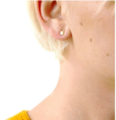 Kris Nations Lock and Key Stud Earrings Gold