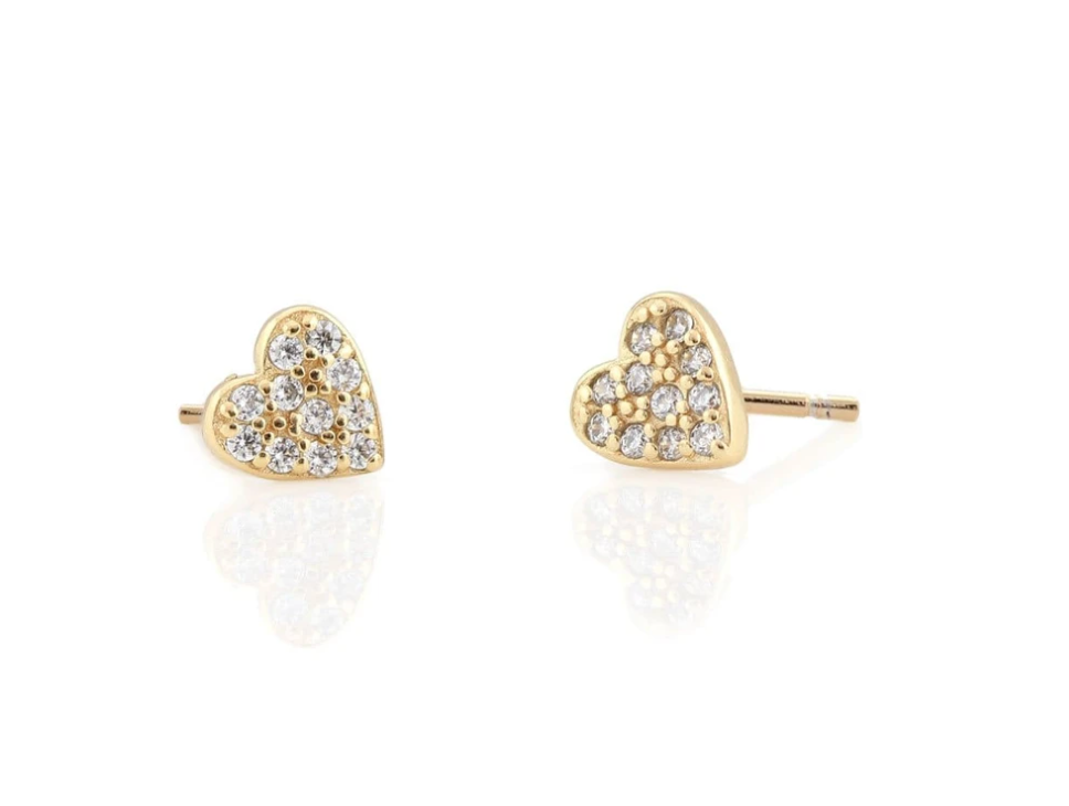 Kris Nations Heart Pavé Stud Earrings