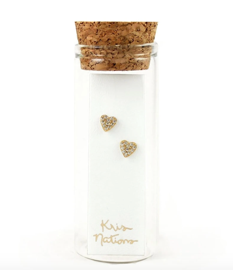 Kris Nations Heart Pavé Stud Earrings