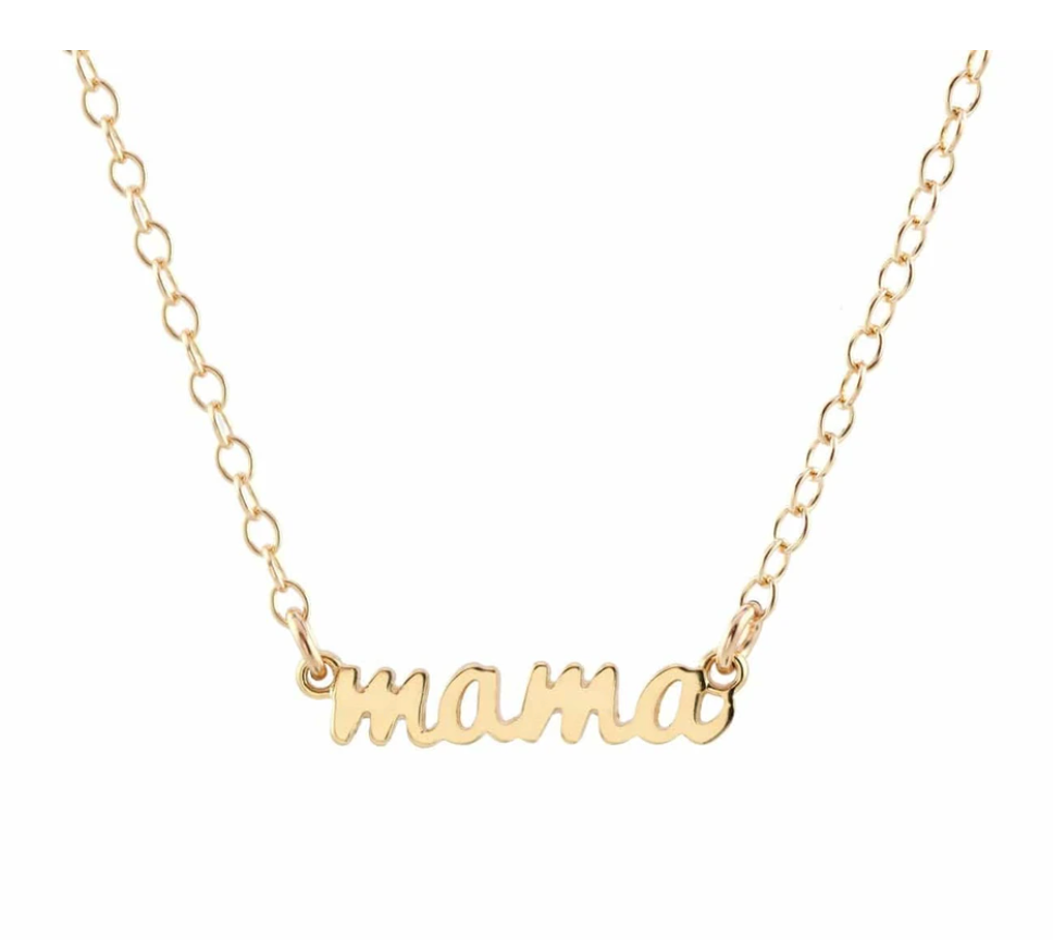 Kris Nations Mama Script Charm Necklace Gold