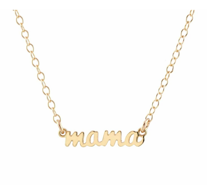 Kris Nations Mama Script Charm Necklace Gold