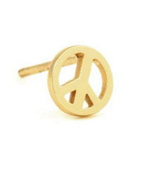 Kris Nations Tiny Peace & Heart Stud Earrings Gold
