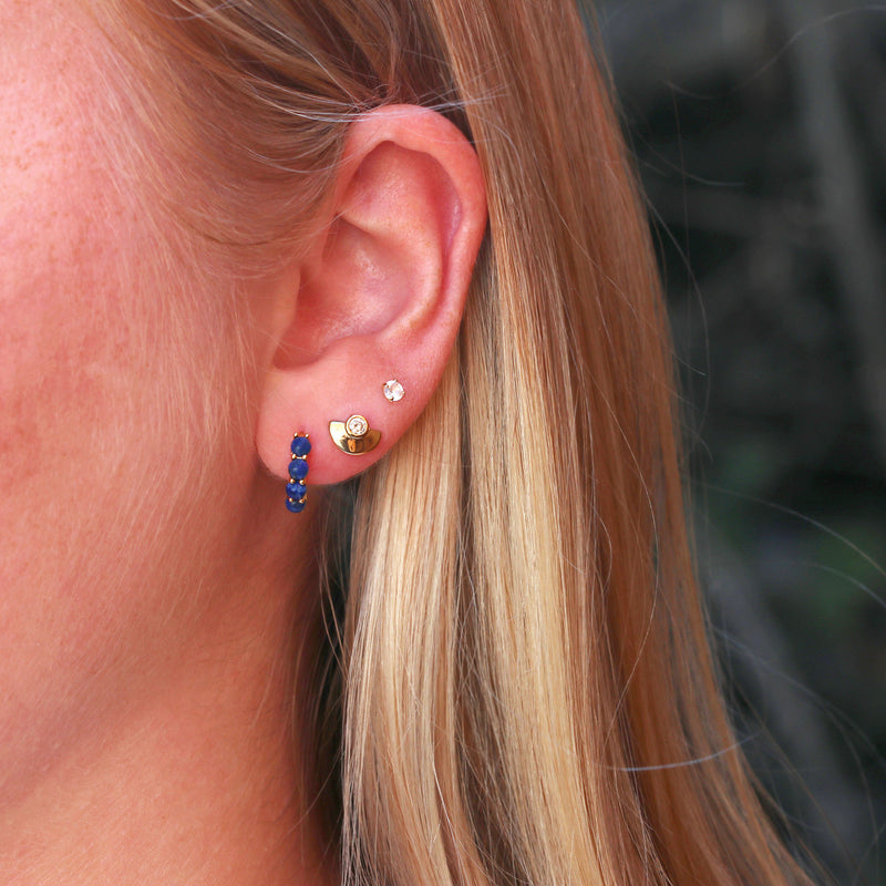Kris Nations Half Moon Crystal Stud Earrings