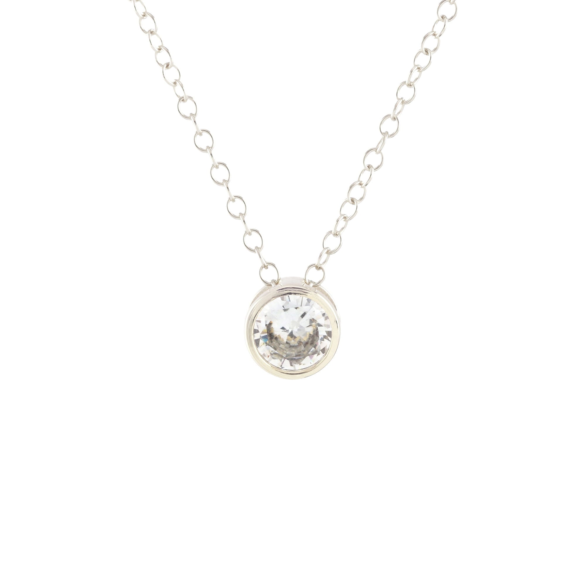 Kris Nations Crystal Bezel Necklace Silver