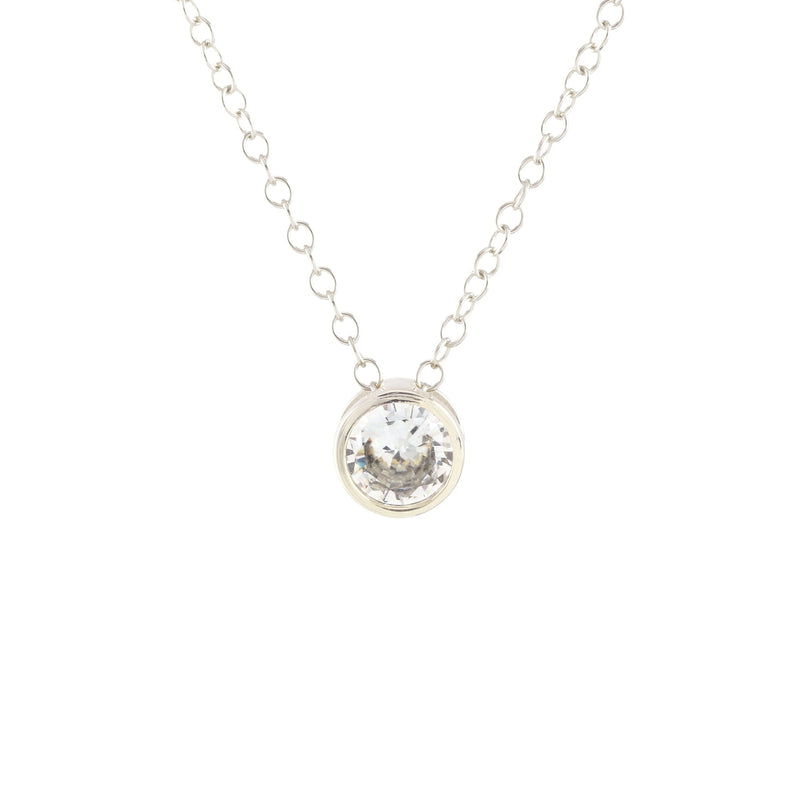 Kris Nations Crystal Bezel Necklace Silver