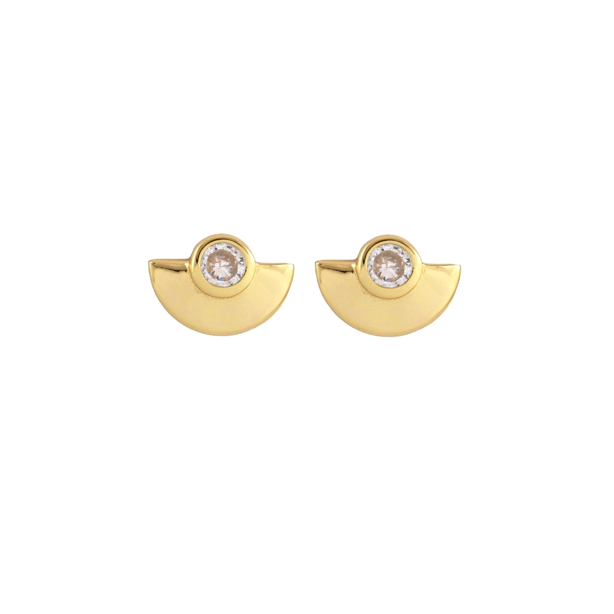 Kris Nations Half Moon Crystal Stud Earrings