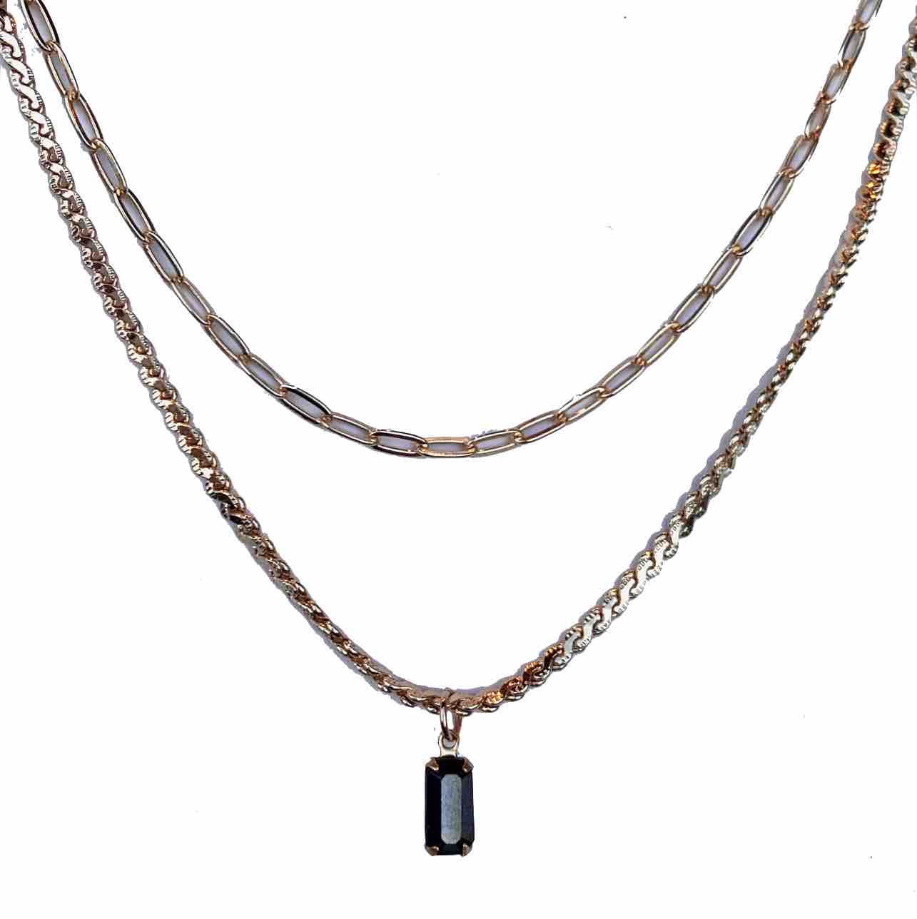 Farrah B Double Layer Nouveau Necklace Black