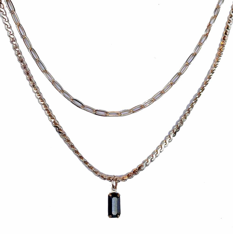 Farrah B Double Layer Nouveau Necklace Black